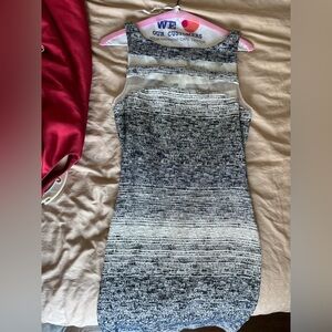 Badgley Mischka Collection 10 White Blue Mesh Striped Cotton Viscose